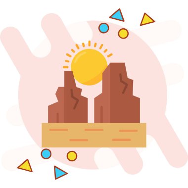 Dağlardaki bir haritanın vektör simgesi