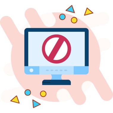 Yasak işaretli dizüstü bilgisayar vektör illüstrasyon tasarımı