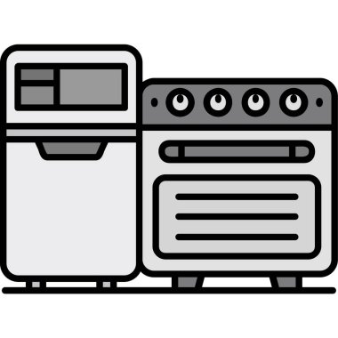 Fırın simgesi. Fırın vektör simgesi web için anahat çizimi