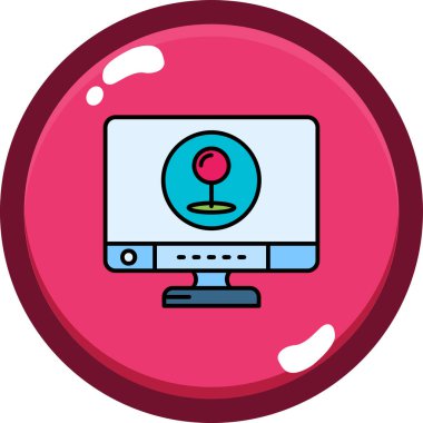 İşaretleyici simgesi olan bilgisayar monitörü