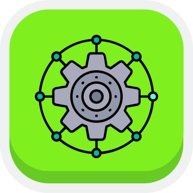 ışık arkaplanındaki dişli simgesi yeşil vektör düğmesi