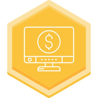 madeni para ikonlu laptop. vektör illüstrasyonu