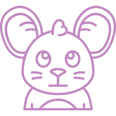 Fare simgesi çizgisi çizim biçimi illüstrasyonlu sevimli tavşan hayvanı