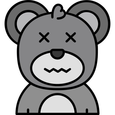 Sevimli çizgi film ayı başı kawaii karakter çizimi