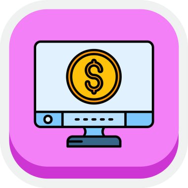 Dolar parası çevrimiçi simgesi, basit vektör illüstrasyonu