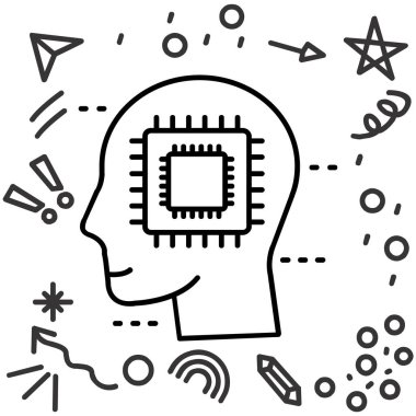 Yapay zeka beyin simgesi, özet biçimi