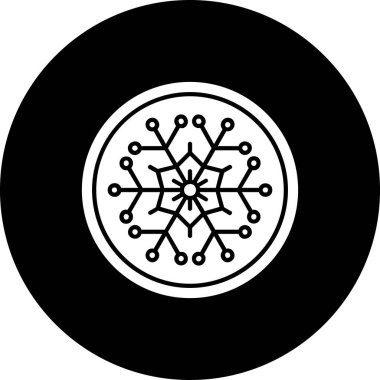 Daire biçimi izole edilmiş vektör illüstrasyonunda kar tanesi simgesi
