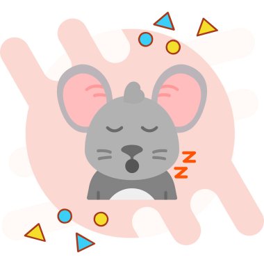 şirin uyuyan fare, resimleme, beyaz arkaplan üzerinde vektör.