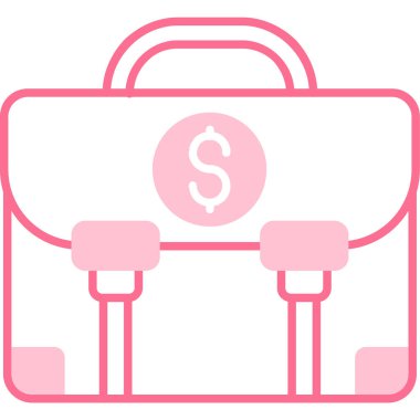 Para kutusu vektör simgesi. biçim düz sembol, pembe renk, yuvarlak açılar, beyaz arkaplan