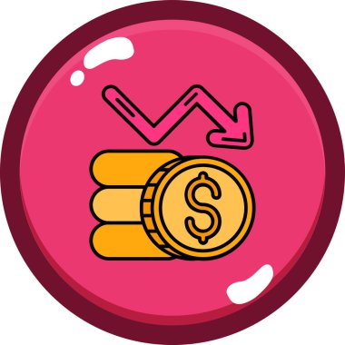 Bozuk para ikonu ve basit vektör illüstrasyonuyla dolar sikkesi