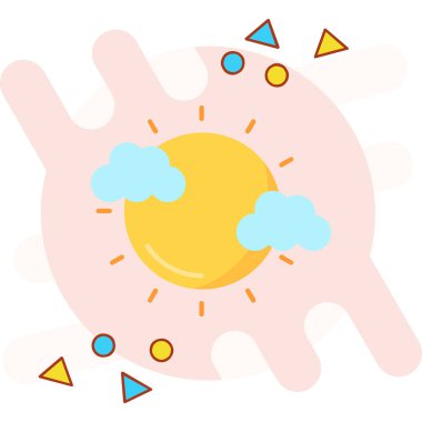 Bulutlu güneş ve güneş vektör çizimi