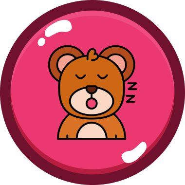 Büyük kırmızı daireli şirin bir ayı. vektör çizgi film karakteri