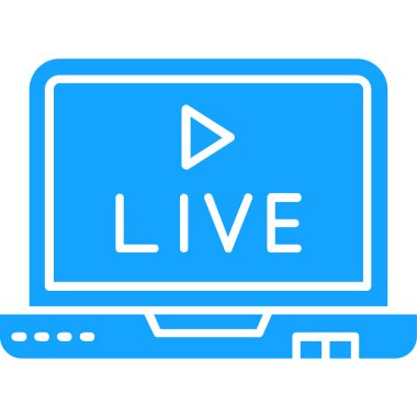 canlı yayınlanan düz simge, vektör, illüstrasyon, tasarım konsepti