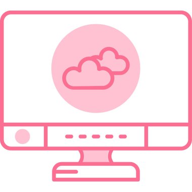 Bilgisayar simgesi. Web için basit bulut vektör simgeleri çizimi