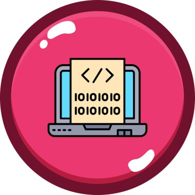 bilgisayar kodlama web simgesi, vektör illüstrasyonu