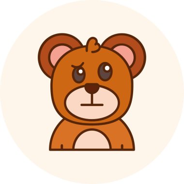 Çember ikonlu şirin çizgi film ayısı, vektör illüstrasyonu