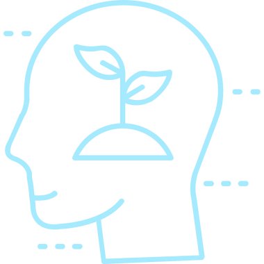 İnce çizgi şeklinde bir kitap simgesi olan beyin kafası