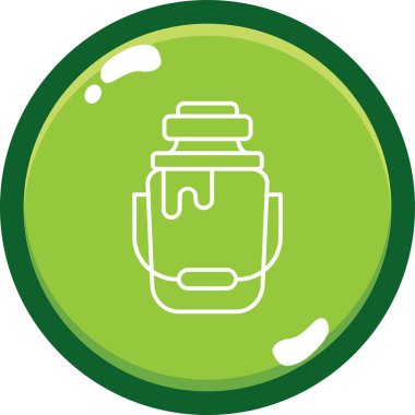 Beyaz arka planda pipetli yeşil ve mavi cam bir kavanozun çizimi