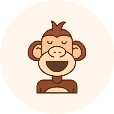 maymun çizgi film ikonu. Sevimli hayvan. Doğa teması. renkli tasarım vektör çizimi