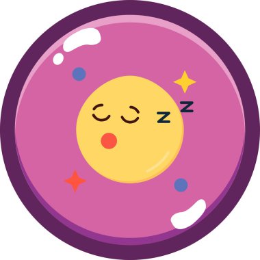 Ay ve yıldızlar çizgi film tasarımı, kawaii ifade karakter simgesi ve simge tema vektör illüstrasyonu