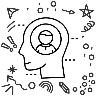 Çizgi roman tarzında beyin fırtınası yöneticisi simgesi. fikir vektör illüstrasyonu