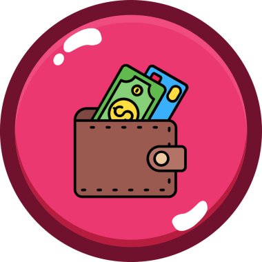 Bozuk para simgesi vektör illüstrasyon tasarımlı cüzdan