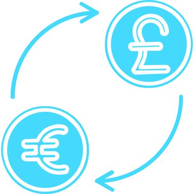 Avro döviz vektörü bicolor simgesi. İllüstrasyon biçimi, daire, mavi ve beyaz renkleri olan düz bir simgedir..