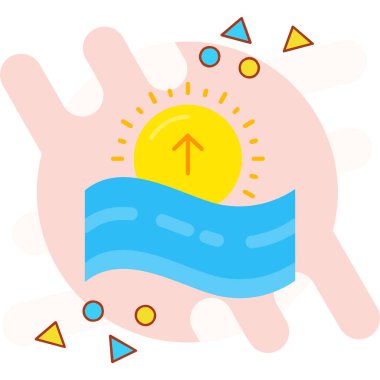 Güneş ve güneş ikonu, vektör illüstrasyonu