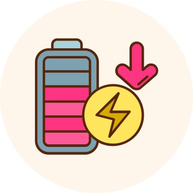 Yıldırım vektör illüstrasyon tasarımlı enerji bataryası