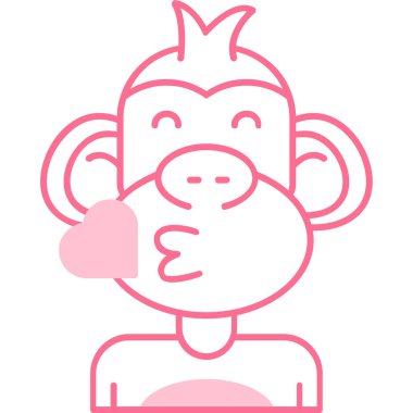 Tişörtlü düz renkli çizgi film maymunu