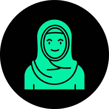 Moda düz tasarımlı müslüman kız simgesi izole edildi