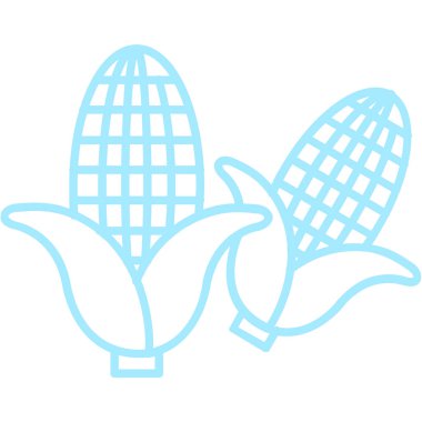 taze mısır simgesi, ince çizgi biçimi, doğrusal vektör web tasarım işareti, ana kavram sembolü, beyaz arkaplan, beyaz arkaplan çizgisi.