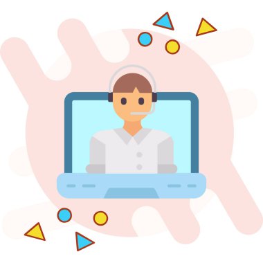 adam kulaklık ve dizüstü vektör çizim