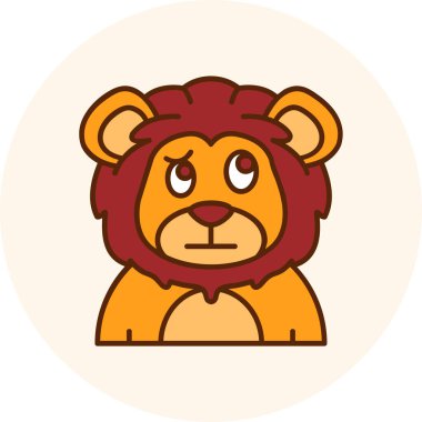 Kızgın ifade vektör çizimi ile sevimli aslan başı