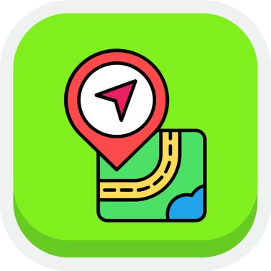 harita gezinme simgesi, vektör, illüstrasyon