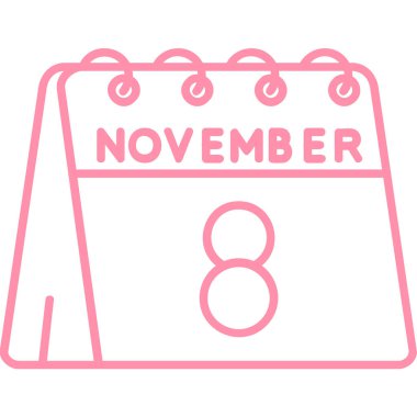 Kasım 8 tarih günü tek takvim simgesi, Kasım tarzı illüstrasyon