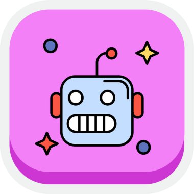 Beyaz grup üzerinde vektör robot düz simgesi