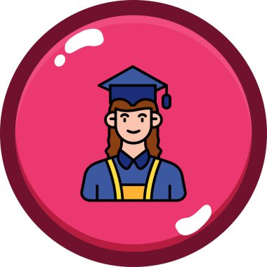 Mezuniyet şapkalı bir kadının vektör çizimi