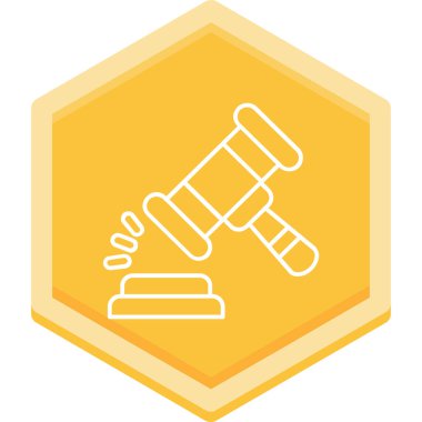 Gavel çizgisi çokgen düğmeli vektör çizimi