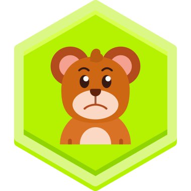 Beyaz arka planda izole edilmiş çizgi film tarzında bir ayı hayvan ikonu. hayvan sembolü