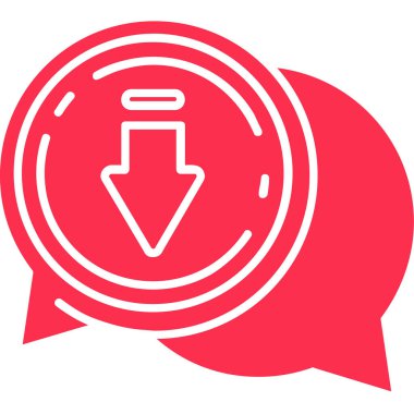 Vektör simgesi indir. biçim iki renkli düz sembol, yoğun kırmızı ve siyah renkler, yuvarlak açılar, beyaz arkaplan.