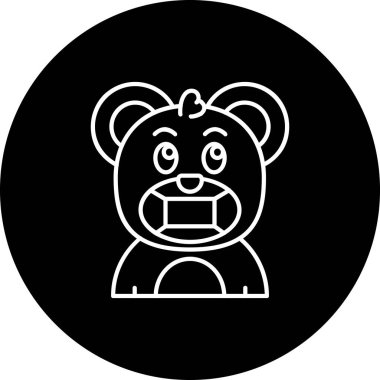 Yüz maskesi çizgisi ters vektör simgesi çizimi