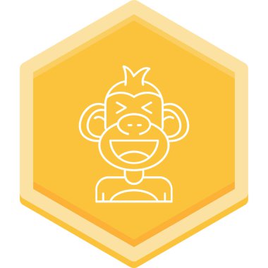 uzun gölgeli maymun kafası simgesi, vektör illüstrasyonu