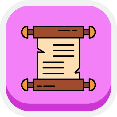 Kağıt parşömen simgesi. taslak kağıt kaydırma vektör simgesi rengi düz izole