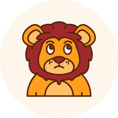 aslan çizgi film simgesi, vektör illüstrasyonu