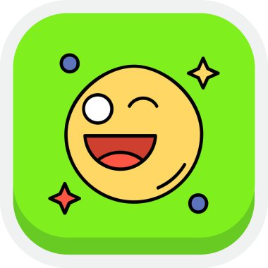 Mutlu yüz ifadesi ve çılgın göz vektörü çizimi.