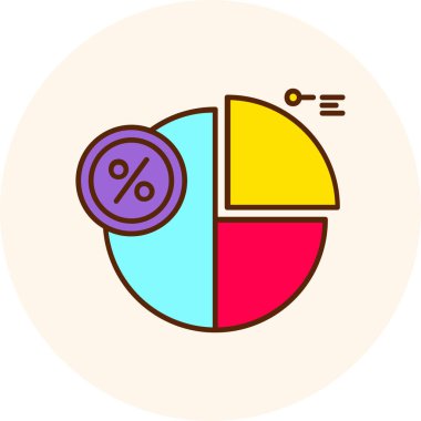 İş pastası çizelgesi simgesi. İş pastası çizelgesi vektör renk web tablosu çizimi