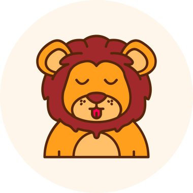 Tatlı çizgi film aslan karakterinin vektör çizimi