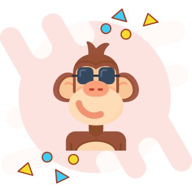 gözlüklü maymun ve şapka vektör çizimi