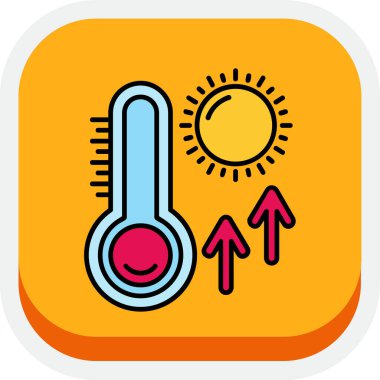 Sıcak klima simgesi, basit tasarım illüstrasyonu